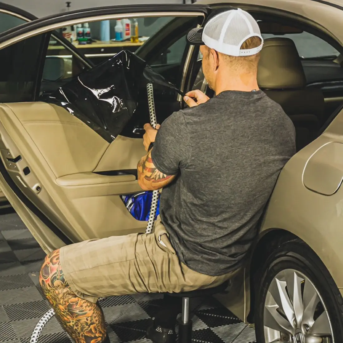 XPEL Prime XR ceramic window tint being installed on a vehicle