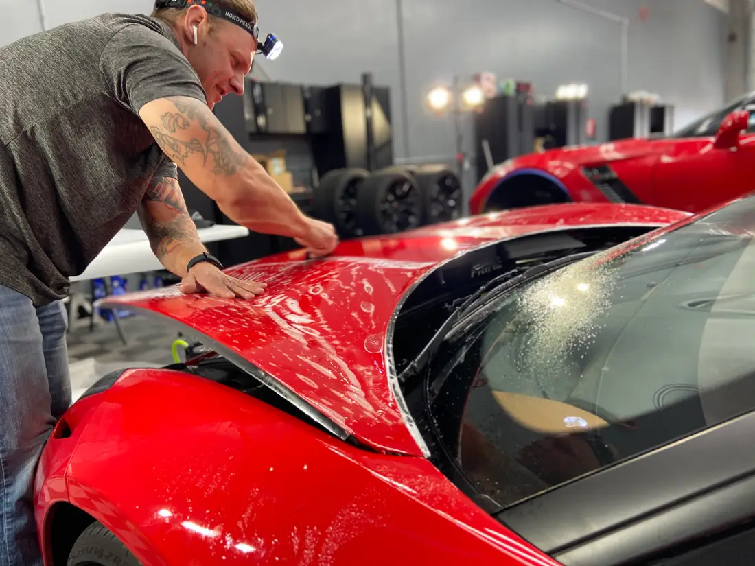 XPEL paint protection film installed on a Corvette